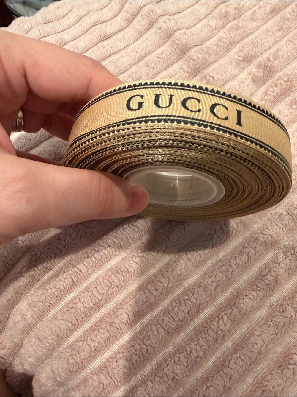 GUCCI Beige Logo Ribbon Roll 40 yards